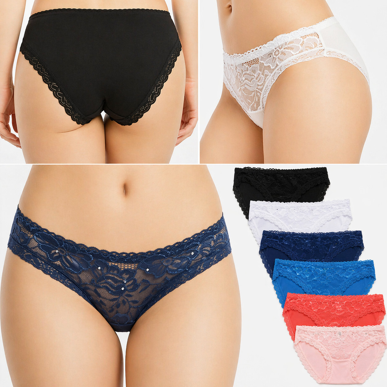 6 Pack M L XL Women’s Sexy Cotton Nylon Lace Cheeky Bikini Panties Underwear