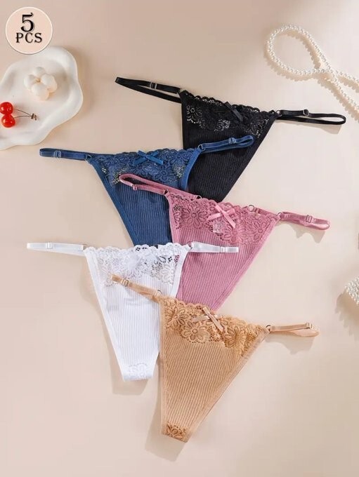 1pc Women’s Sexy Lace Trousers Adjustable Low Waist Underwear