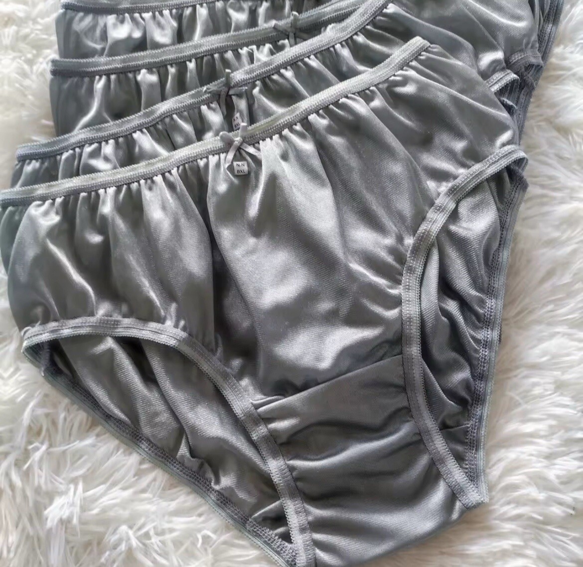 Gray Nylon Bikini Panties XL 6 Pack Soft Briefs Waist 30–36” Hip 38–44” Silky