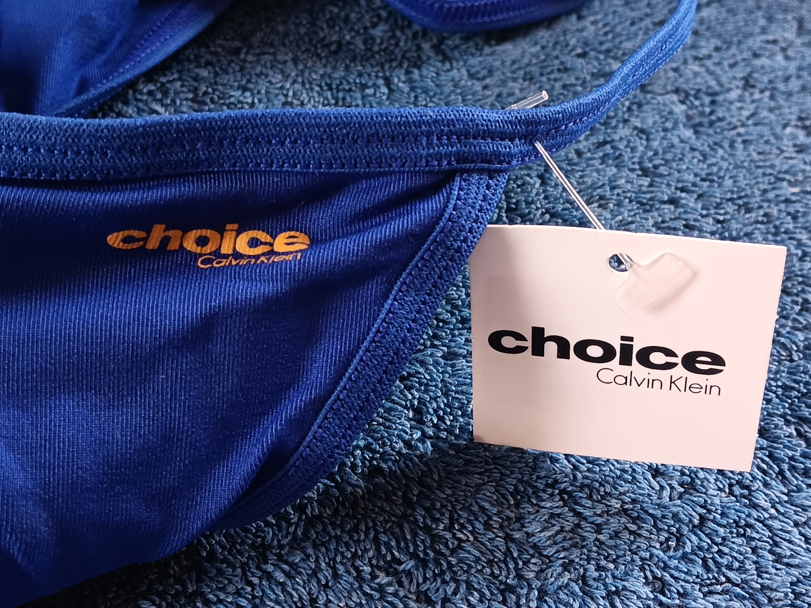 Vtg 2000s Bright Blue CALVIN KLEIN CHOICE String Bikini Panty NYLON ELASTN S NWT