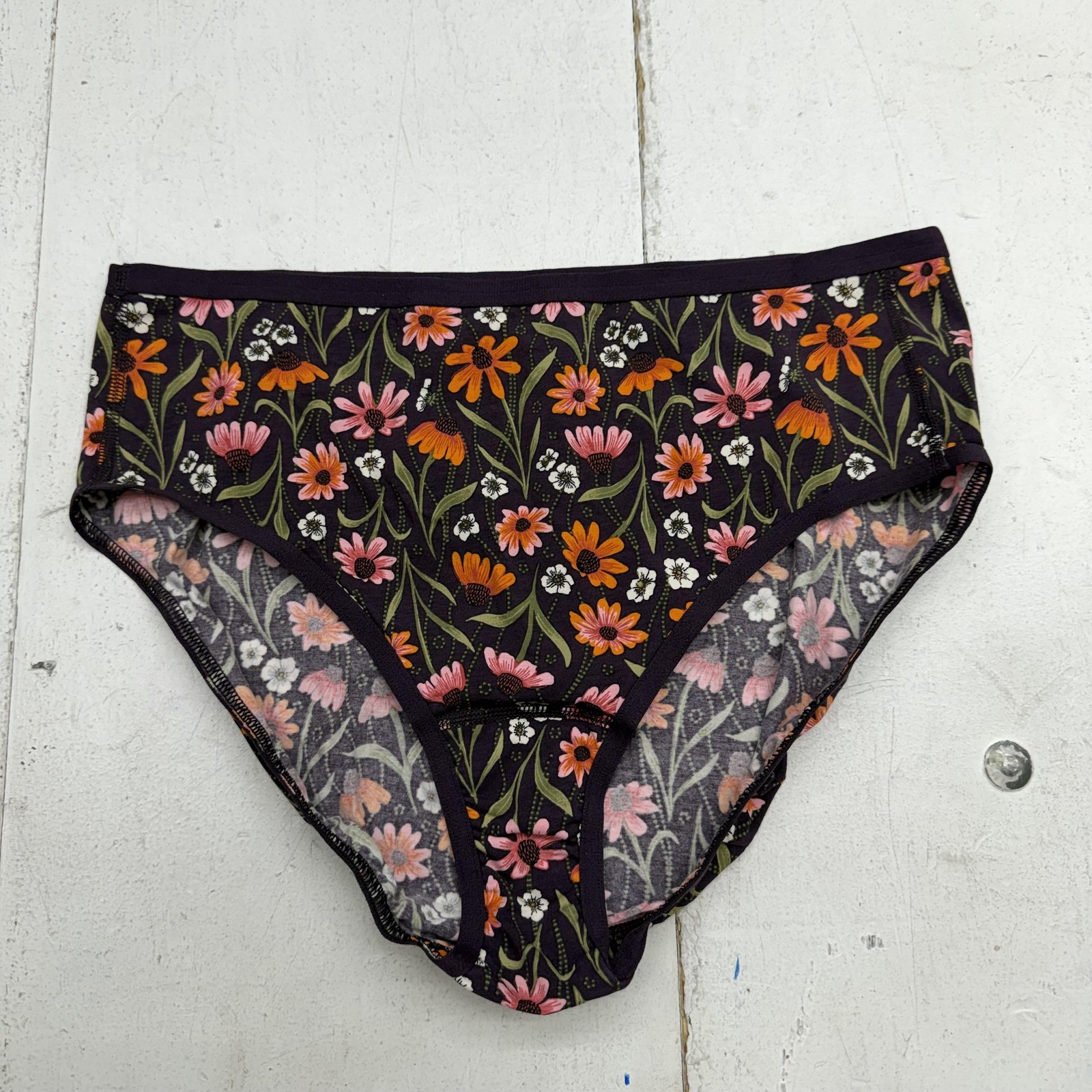 Duluth Trading Brief Panties Womens Large Floral Organic Cotton Stretch