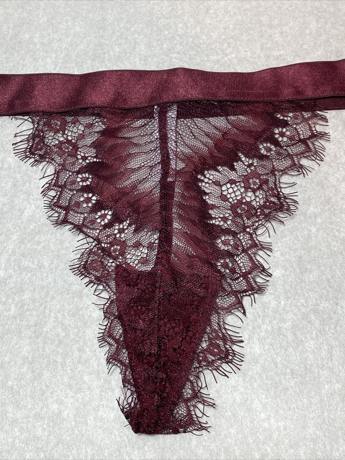 Oh La La Cheri Janet Eyelash Thong Burgundy Size L/XL