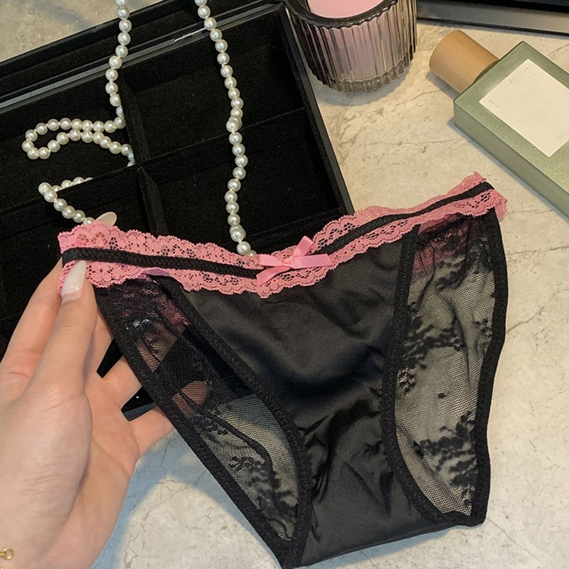 Sweet Girls Cute Faux Satin Panties Briefs Lolita Japanese Sheer Princess Panty
