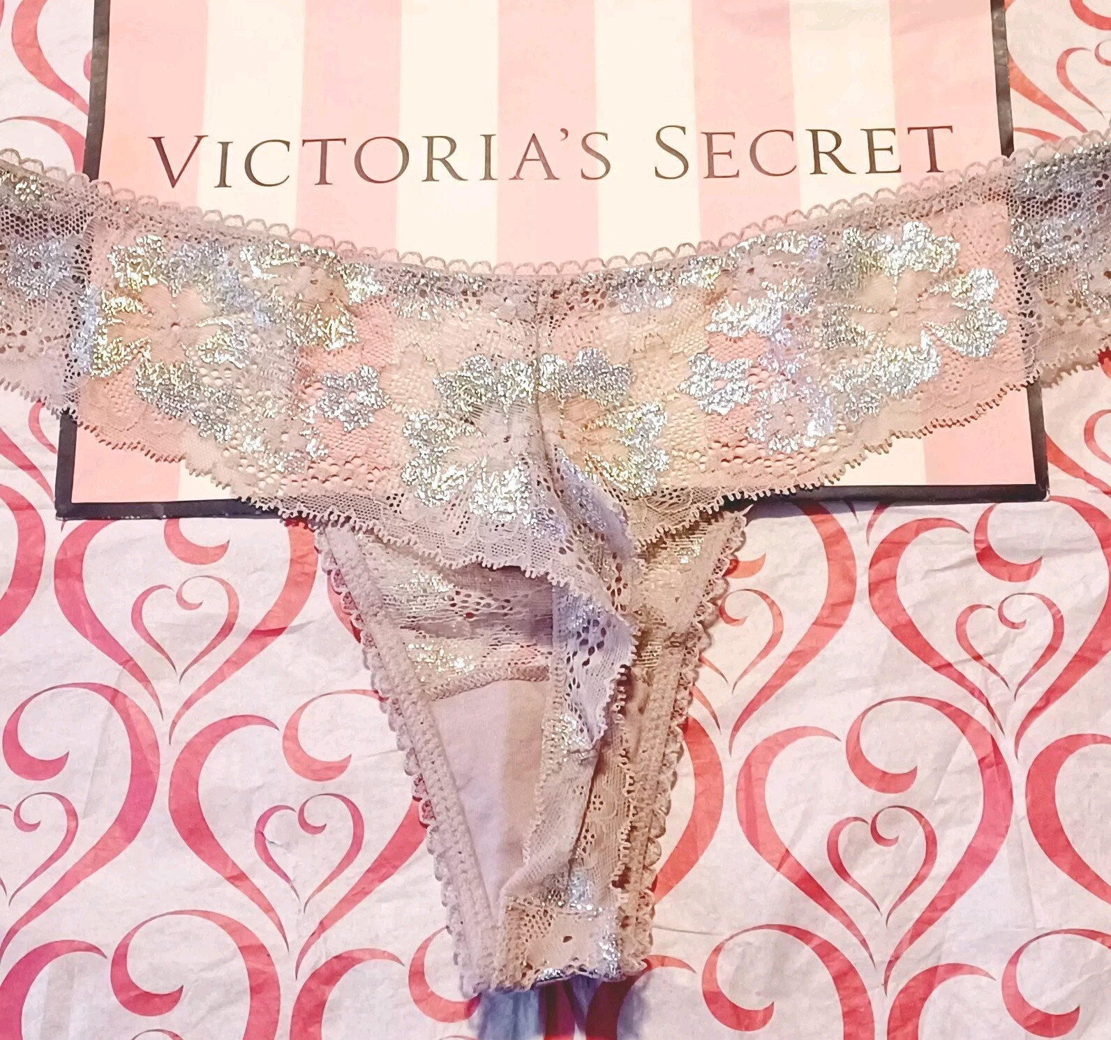 Victoria’s Secret *VERY SEXY* Lace Thong *VINTAGE ROSE* Light Pink Large NWT!