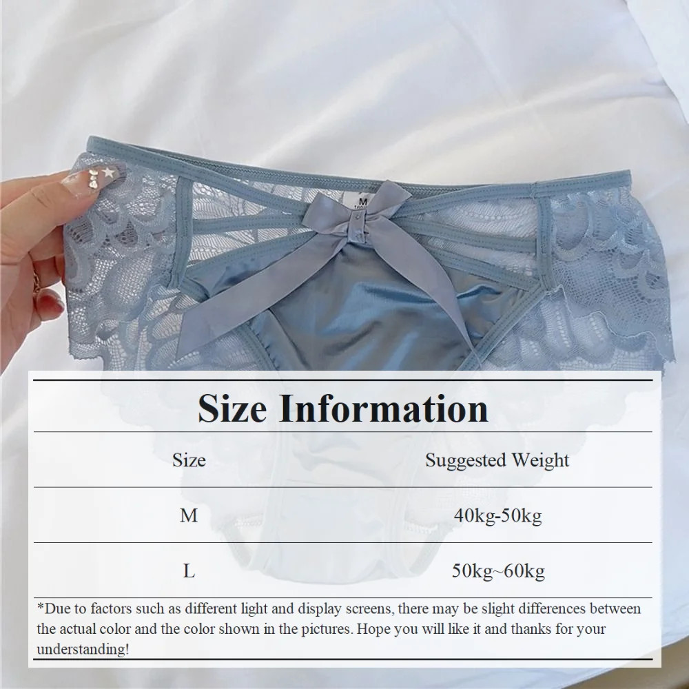 Traceless Women Panties Sexy Ice Silk Breathable Underpants Lace Antibacterial