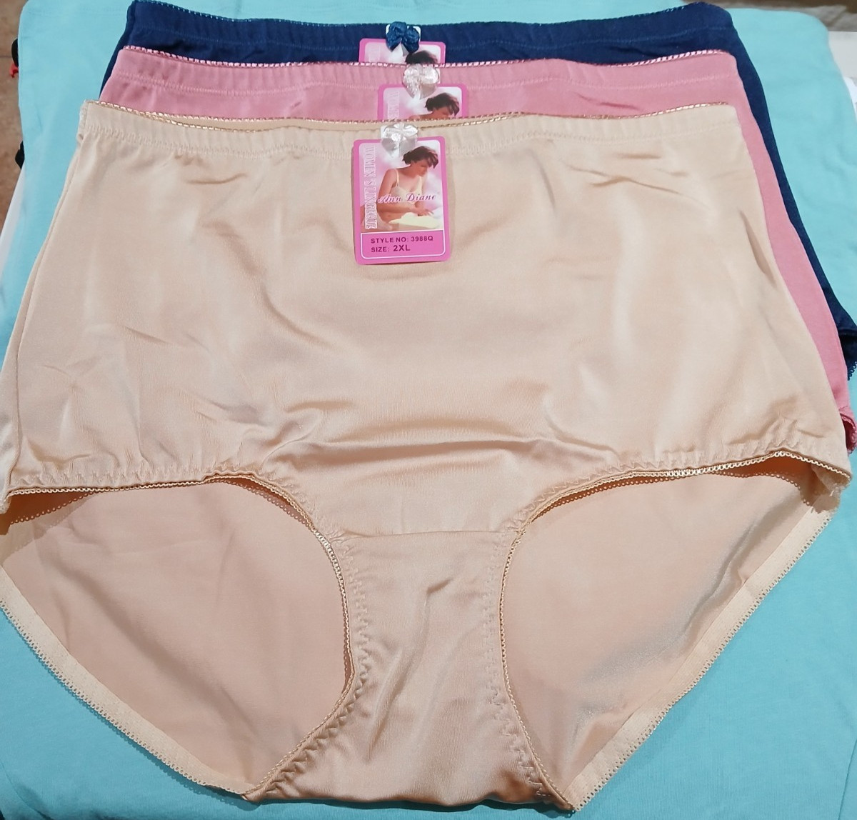 3-NWT ANN DIANE WOMEN’S NYLON/SPANDEX UNDERWEAR 4-WAY STRETCH PANTIES 5XL