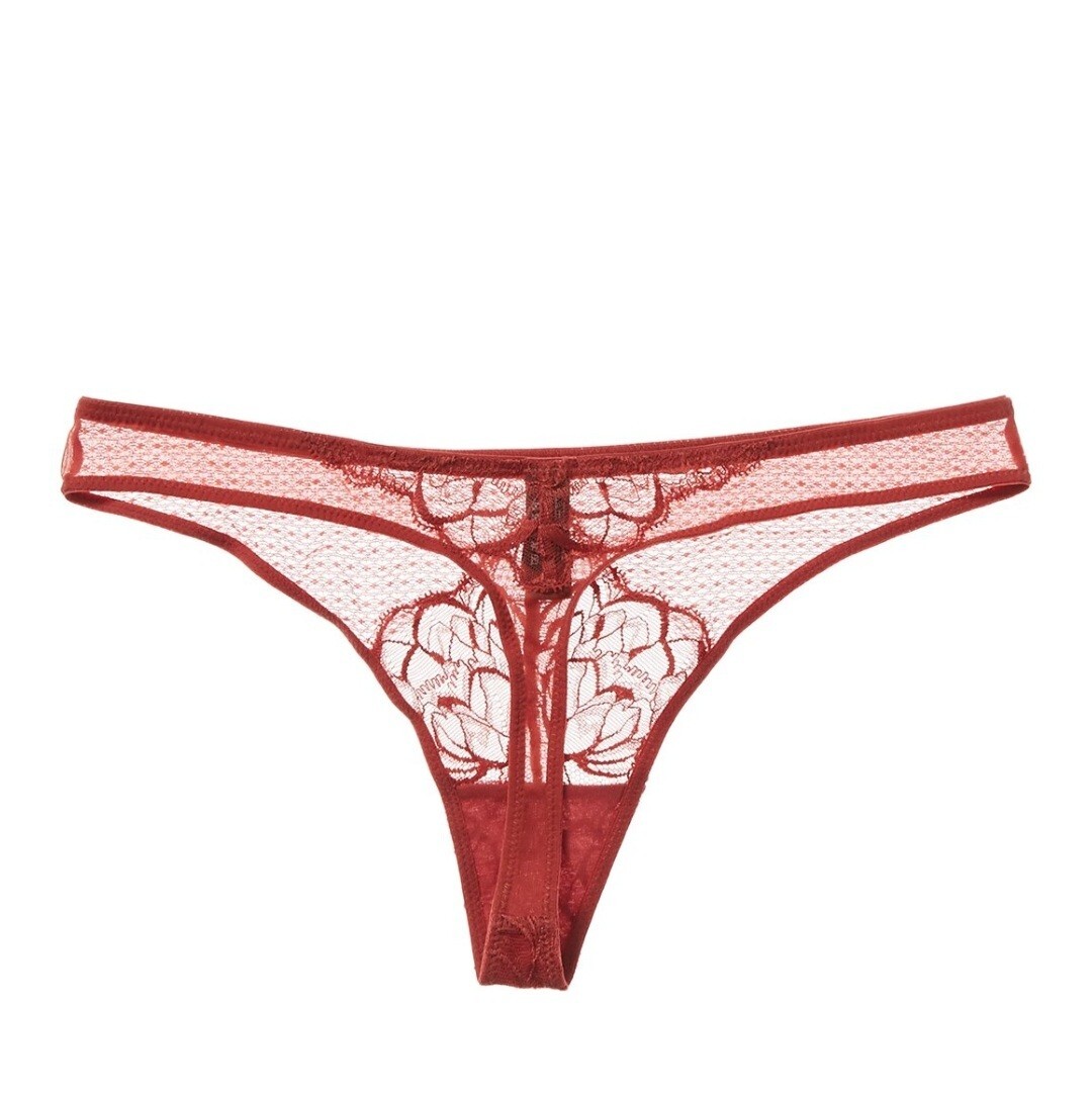NWT Sealed Noelle Wolf Soul Lace Thong, Garnet Rose, Size 10/See pics for Size