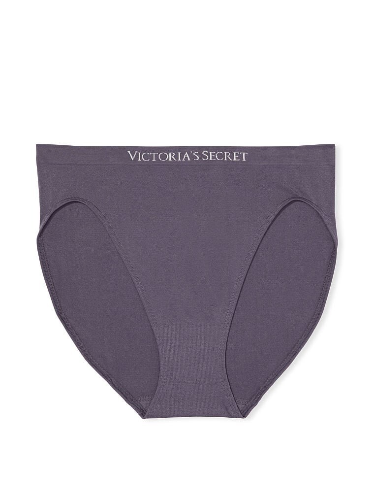 L Grey SEAMLESS NO SHOW FULL COVER Victorias Secret High Leg Waist Brief Pantie