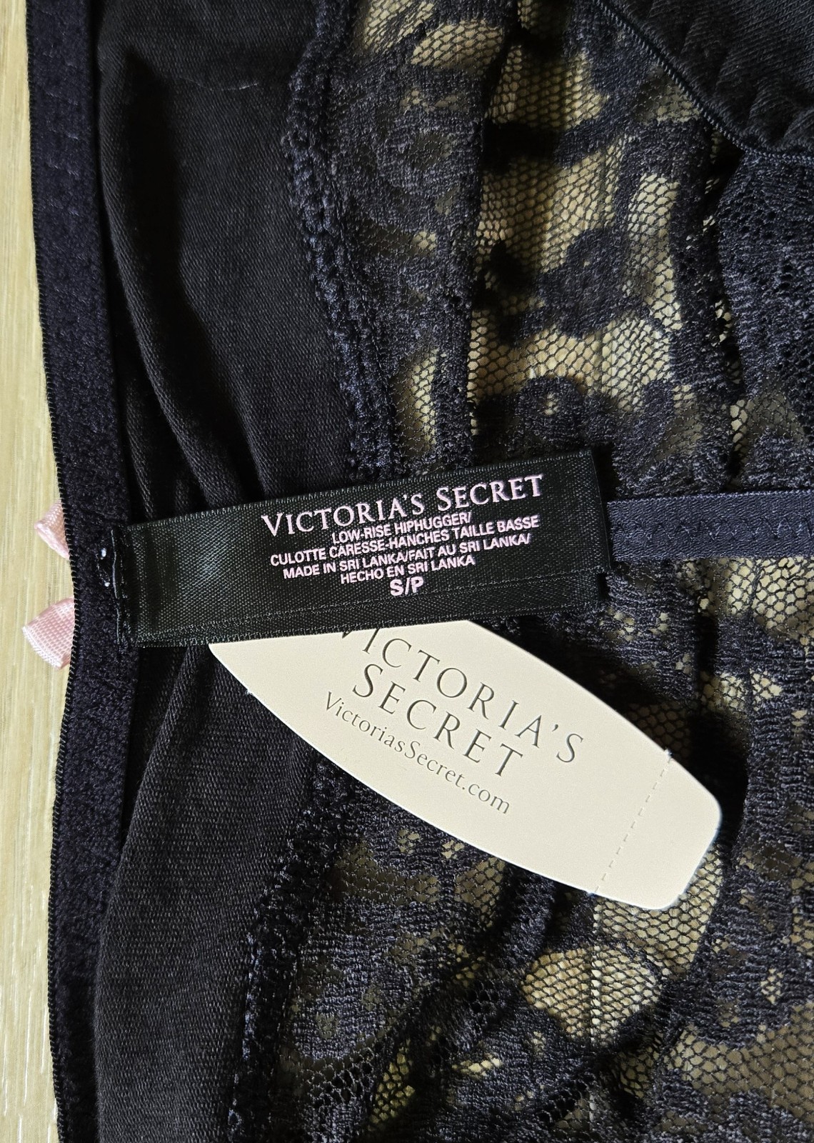 NWT Vintage Victoria’s Secret Black Cotton Ruched Lace Back Hiphugger Panties S