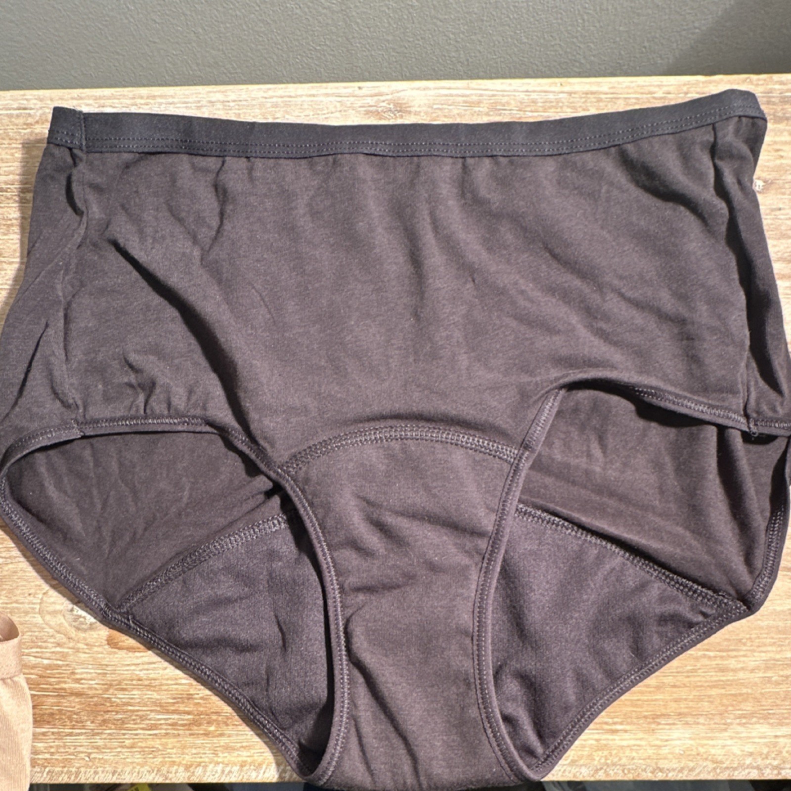 Hanes Comfort Period Brief Panties 3 8/XL Black Beige 3 Pack Women