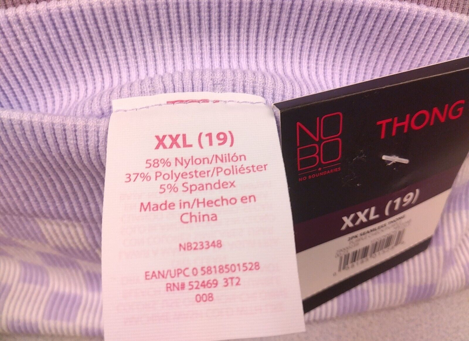 No Boundaries 2 Pack Purple Check/Purple Thong Size XXL (19) – New (64)