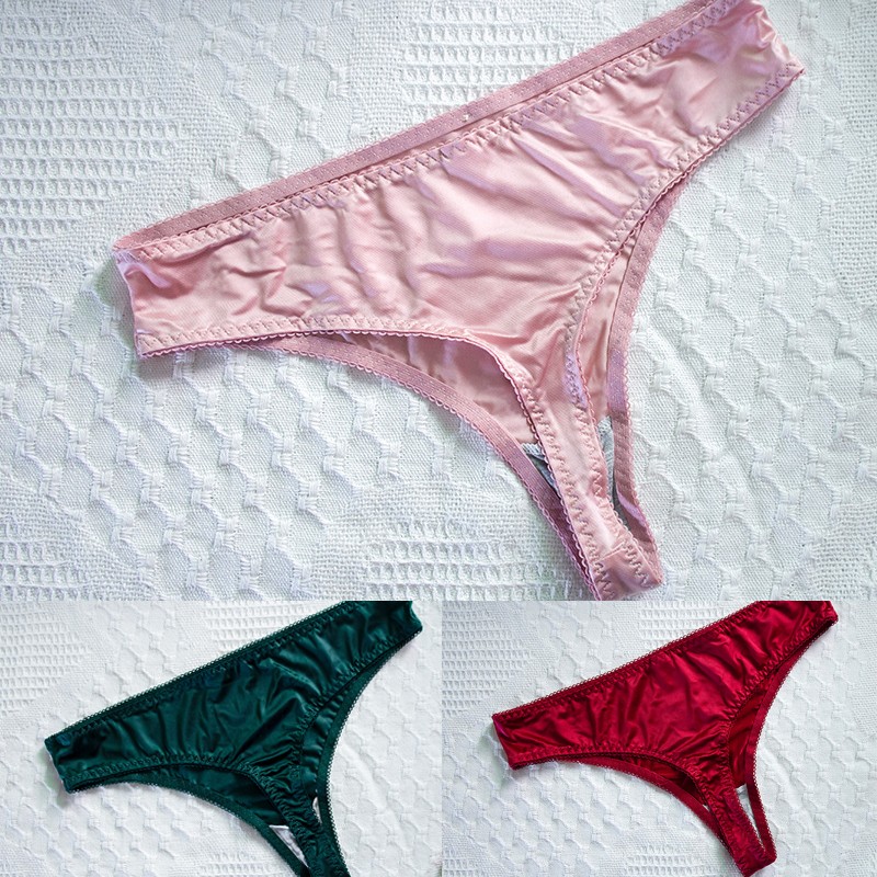 3 Pack Lot Sexy Womens Satin Panties Thongs Bikinis Underwear Briefs Lingeries