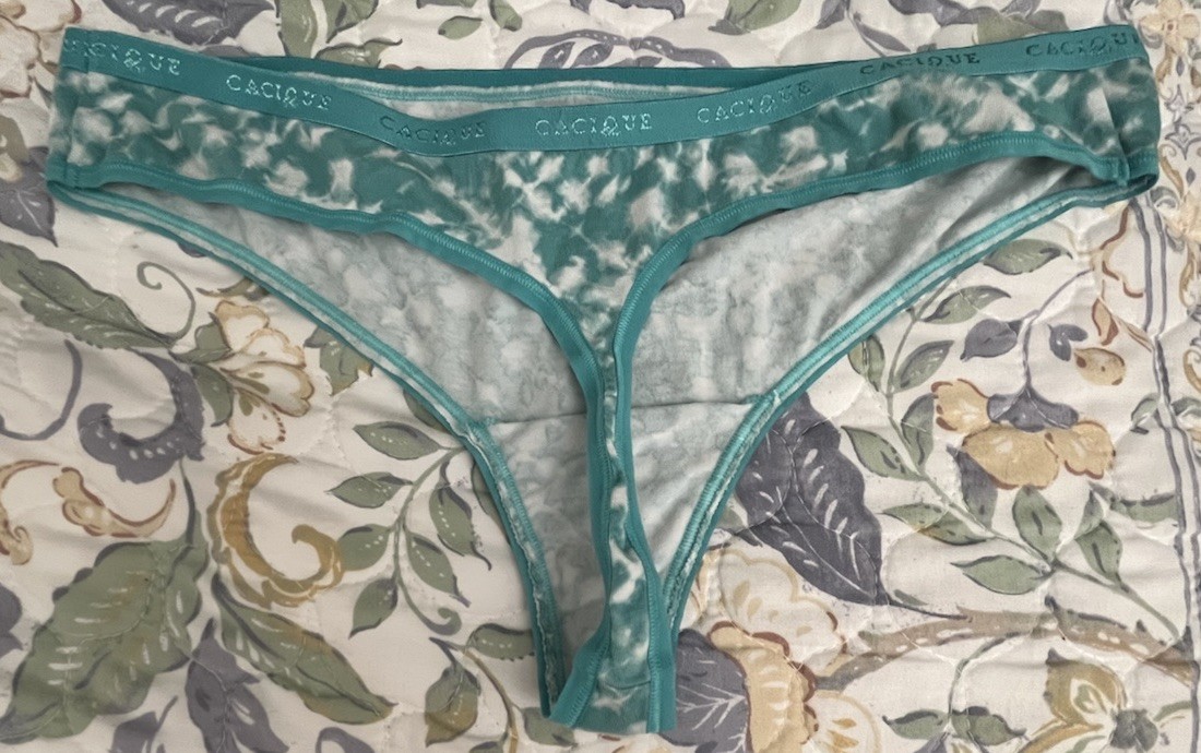 Cacique Lane Bryant Cotton Wide Side Thong Panties Teal Gray Navy Size 12