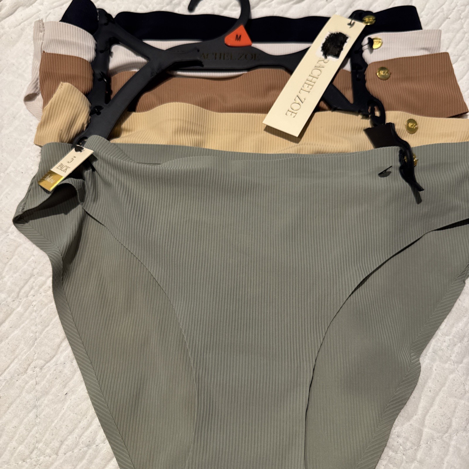 RZ By Rachel Zoe 5 Pack Bikini Panties Underwear Size Medium Nylon Spandex