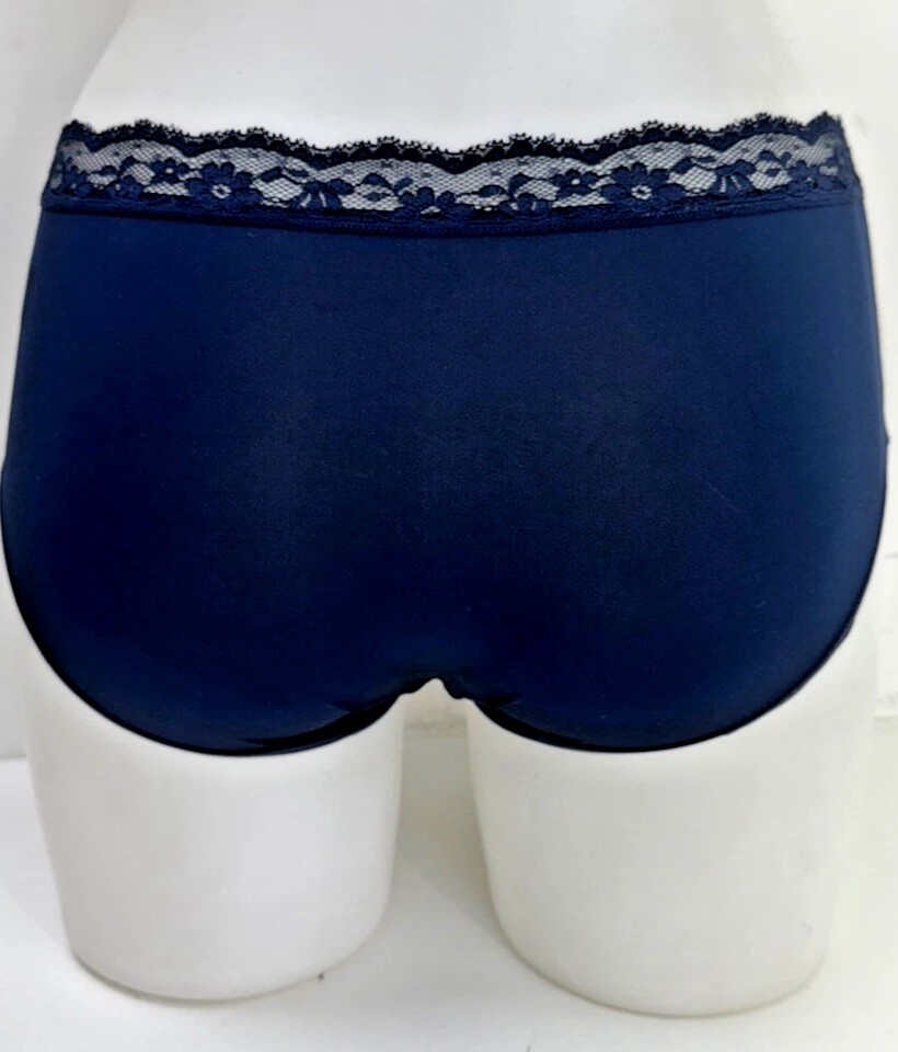 Ex M&S Navy Lace Trim Short Briefs Knickers Pack Of 5 Size 6 8 10 12 14 16 18 20
