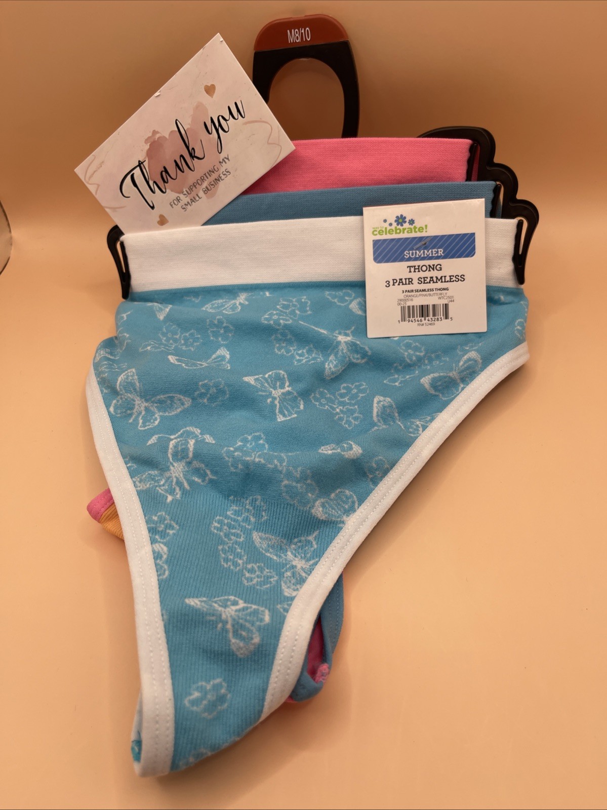 CELEBRATE! SUMMER 3-Pack SEAMLESS THONG Panties Sz. Medium