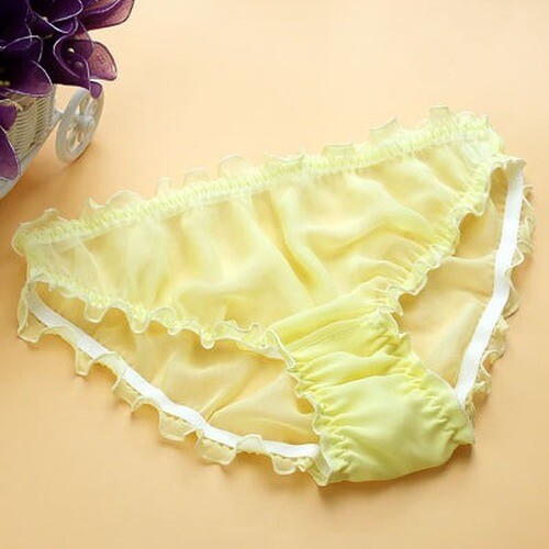 Womens 100% Silk Ruffle Frilly Bikinis Briefs Panties Knaughty Knickers Hotwife