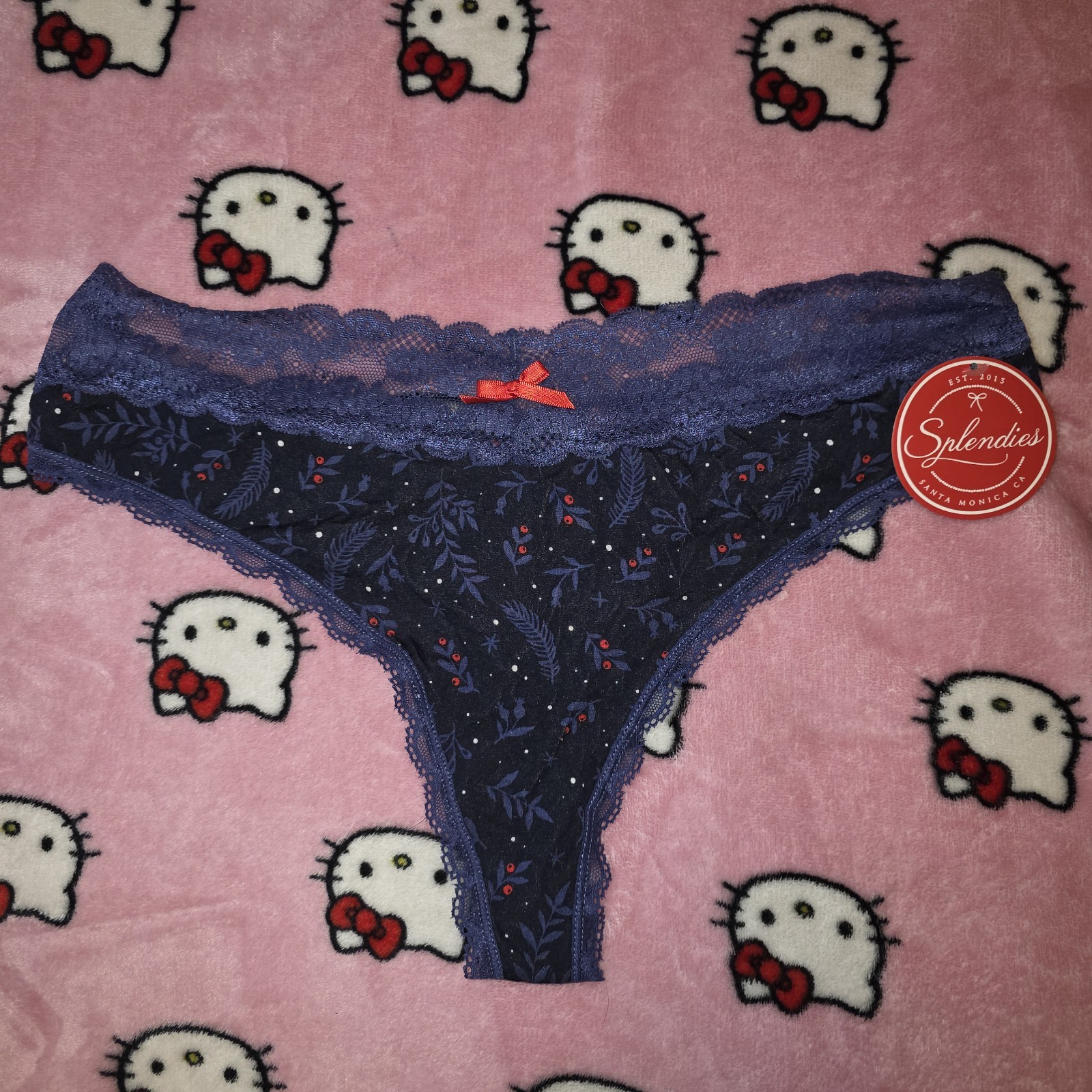 New Women Splendies Very Sexy Blue Lace Wide Cut V-String Thong Size 1X