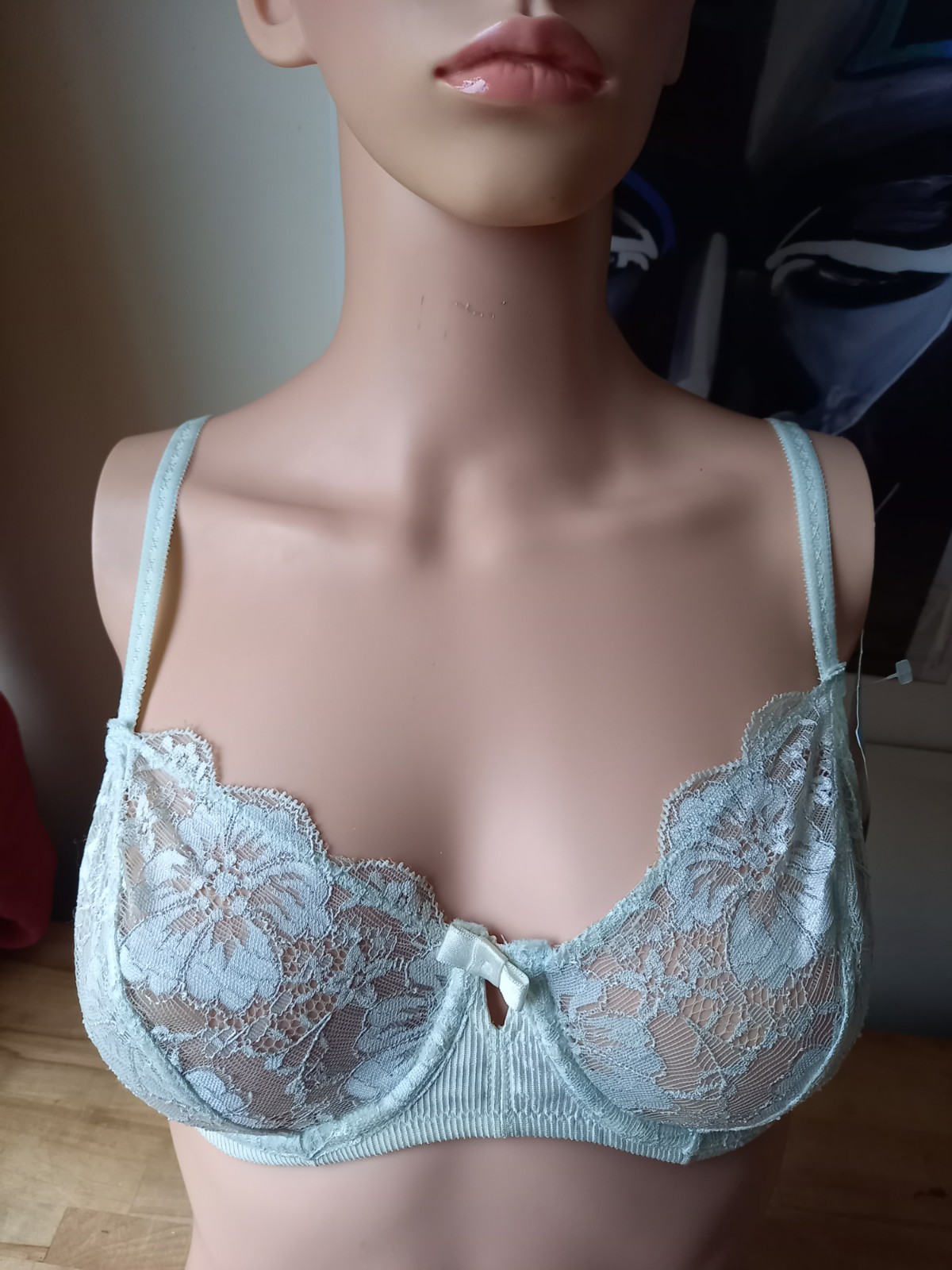 Light Green Bra with Full Lace Cups Underwire Bra 34B BRAND NEW with Tags