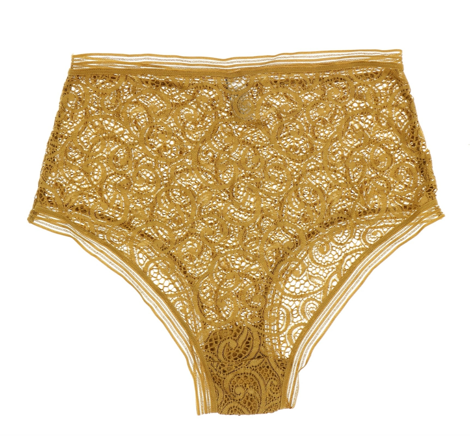 Else 242349 Womens Paisley High-Waist Brief Underwear Ochre Size X-Small