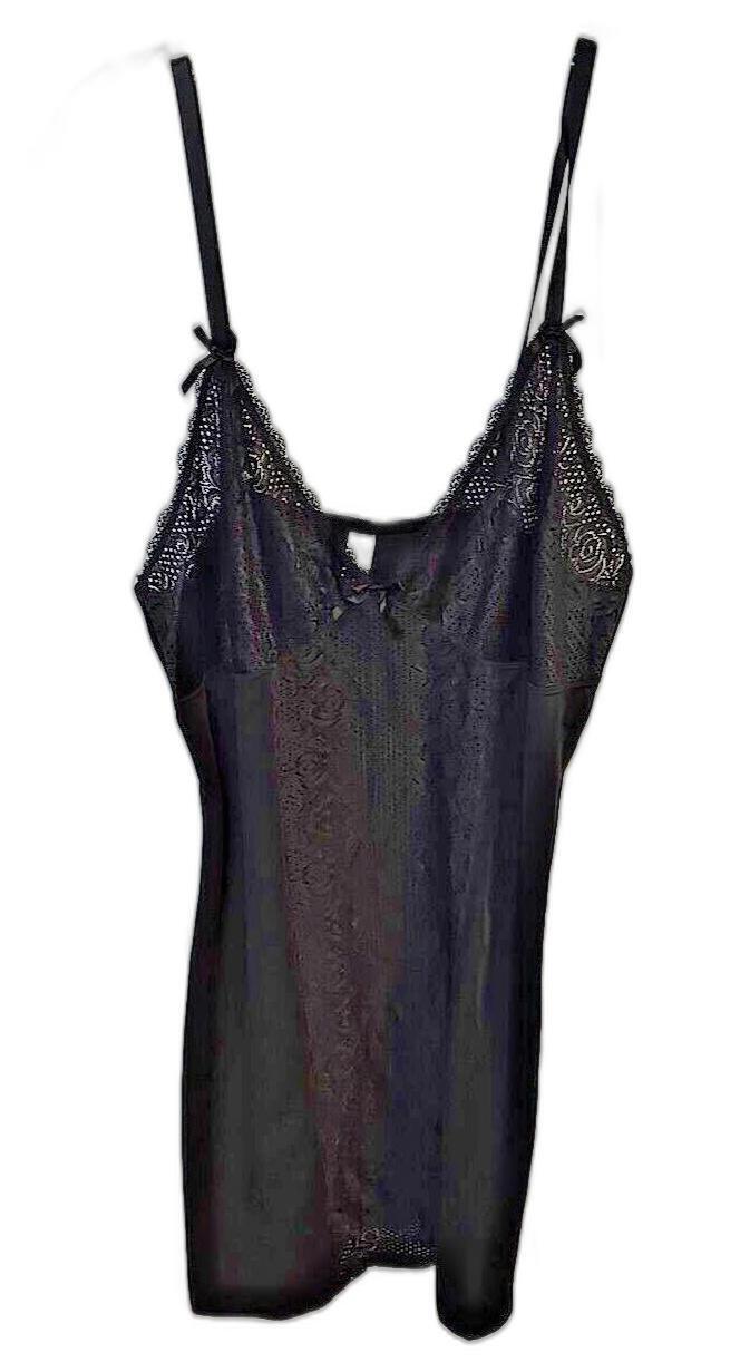 Delta Burke Chic Coquette Romantic Lingerie Slip Dress 2X Black Lace (65-3)