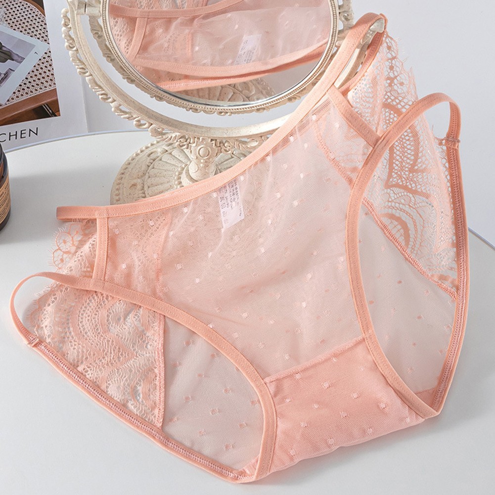Stylish Mesh and Lace Triangle Panties for Women Comfortable Underwear Choice