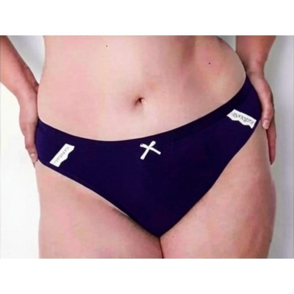 New Lane Bryant Extra Soft Thong Panty Lace Trim Navy Blue Plus 18/20