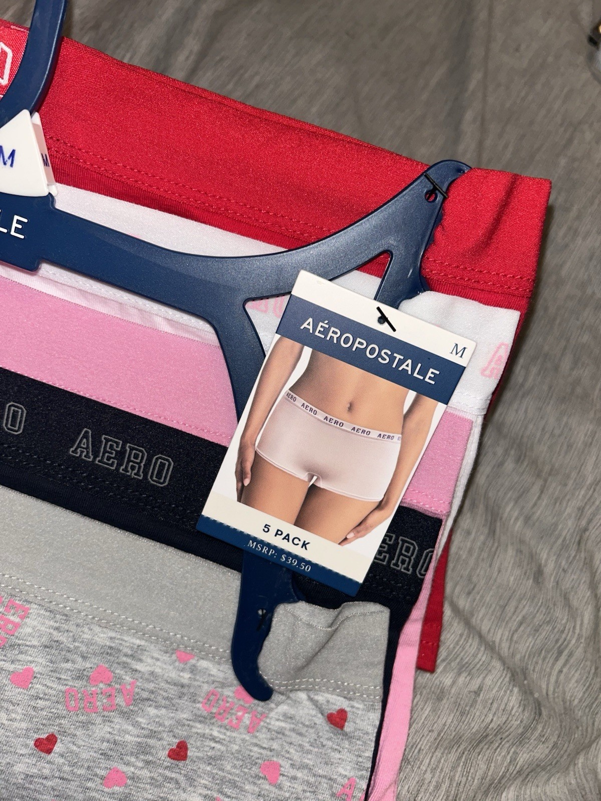 Aeropostale Valentines Day Heart Print 5 Pack Boyshorts Panty Pack Size Medium