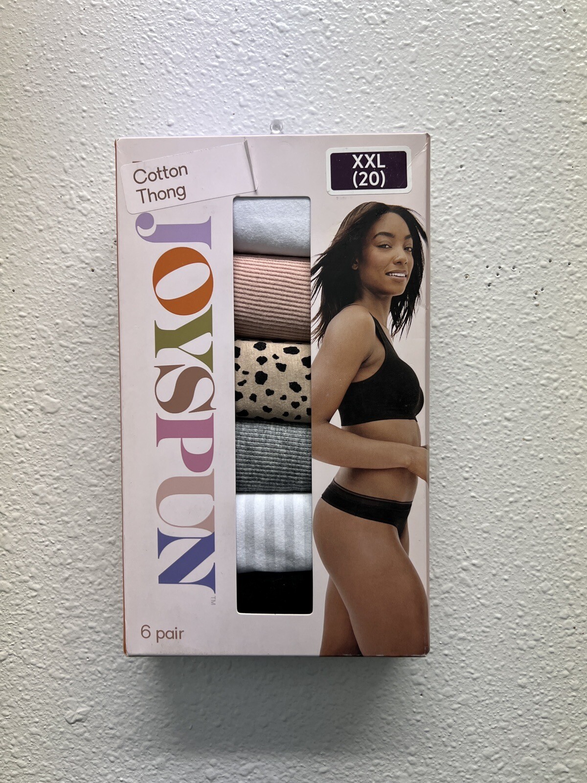 6-Pair JOYSPUN Women’s XXL (20) Cotton Thong Panties Tag-Free Assorted