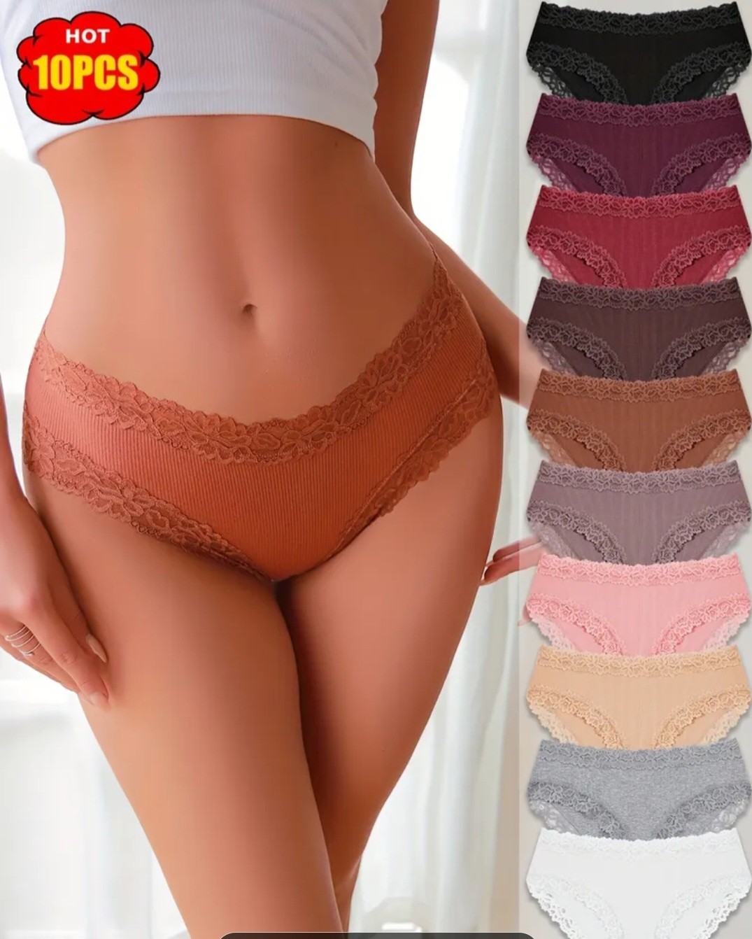 10pcs Set Of Lace Underwear, Fashionable, Comfortable, SoftSkin Friendly
