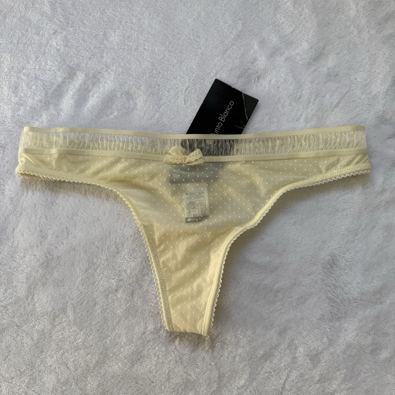 Vintage Punto Blanco Yellow Polka Dot Thong Medium NWT Y2K Deadstock Lingerie