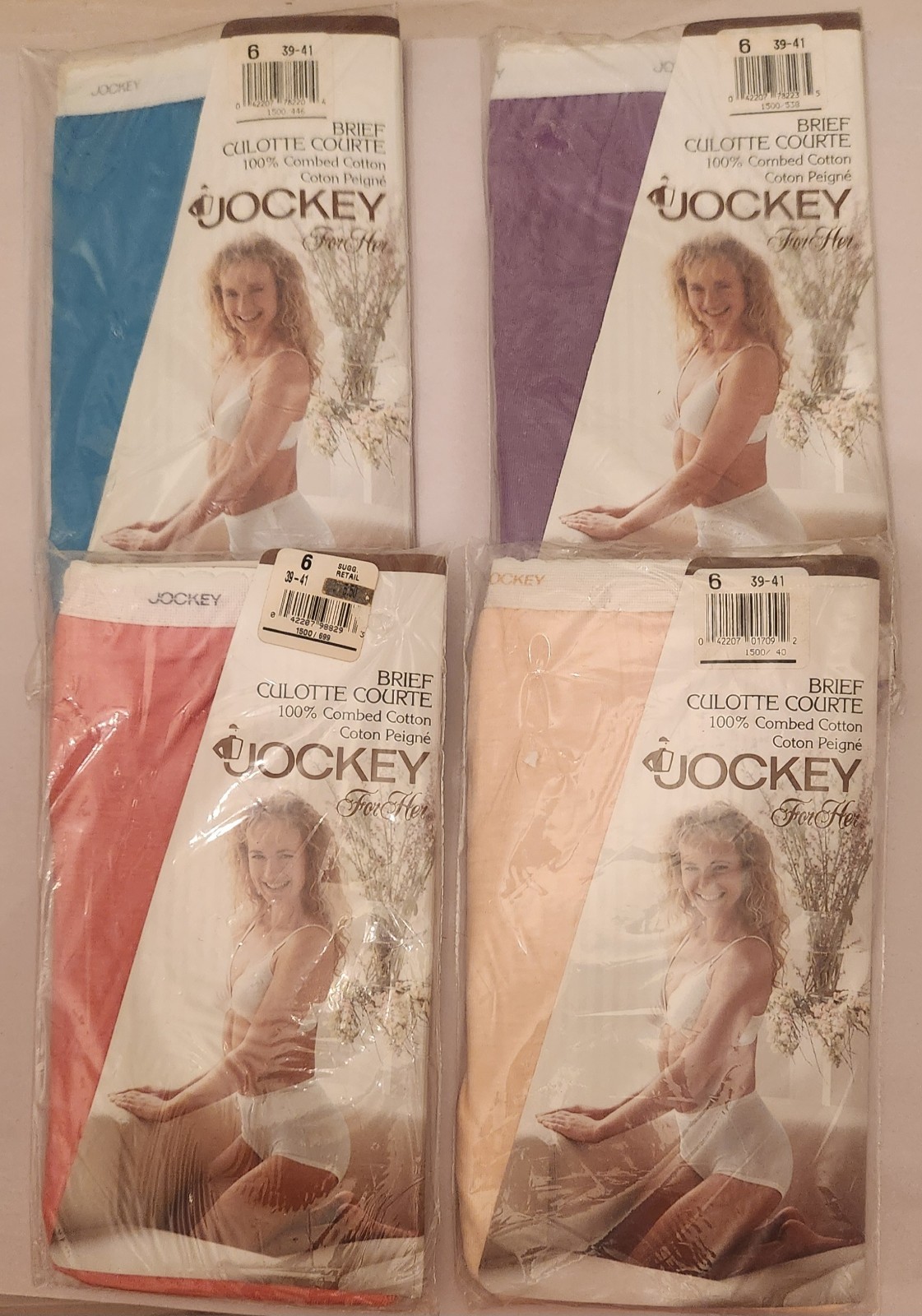 Jockey For Her Brief Culotte Courte Panties Size 6 Lot of 4 VTG 90s. 4 Colors