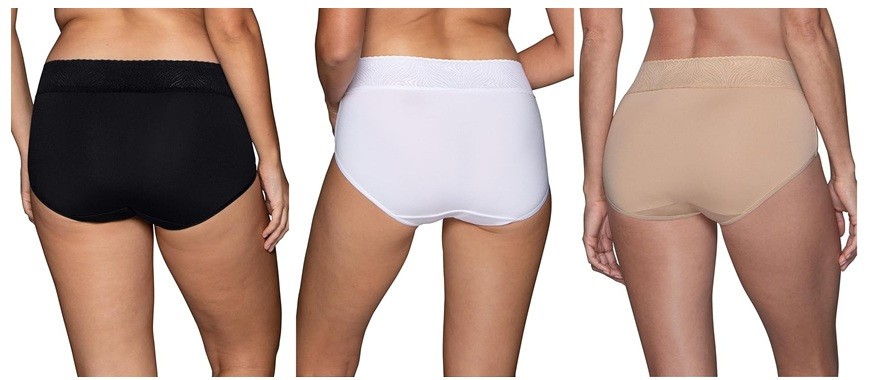 3 Pack Vanity Fair Women’s Effortless Lace Brief Panty 13276 Black/White/Beige