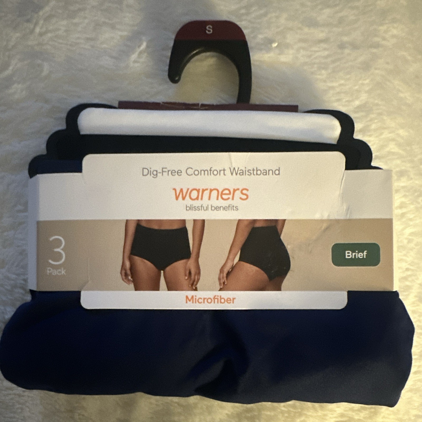 Warner’s Dig-Free Microfiber High-Rise Brief Panties 3pk S Blue