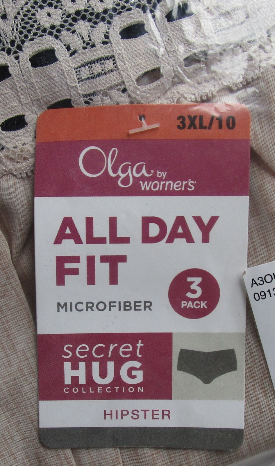 Olga Secret Hugs Microfiber Hipster Pantie 3 Pack Style OG913J3 Size 10 3XL NWT