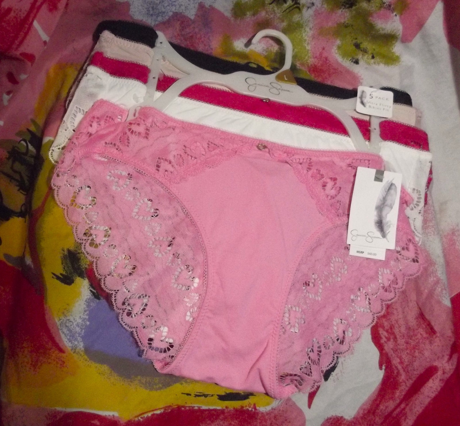 5 JESSICA SIMPSON JS12686 MF ULTRA FLIRTY LACE TRIMMED BIKINI PANTIES L