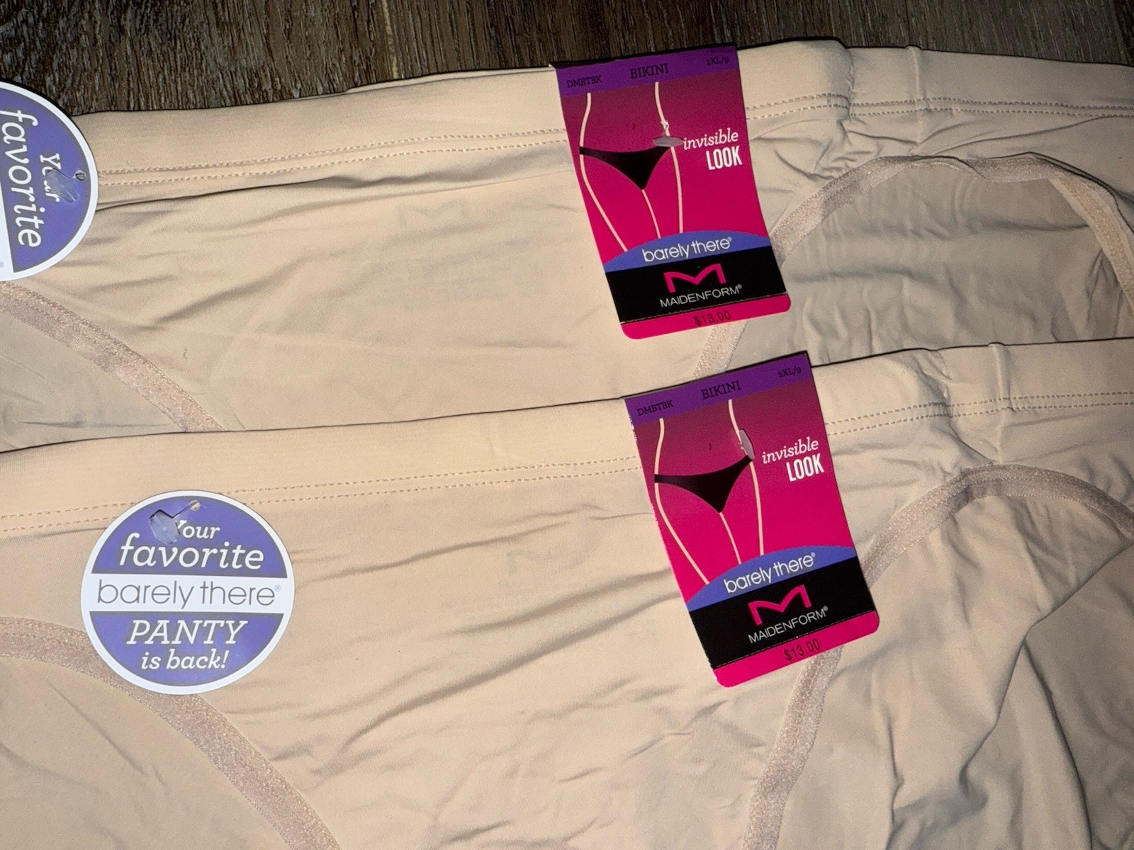 Maidenform 2-Pair Womens Bikini Underwear Nylon Blend Barely There ~ 2XL/9