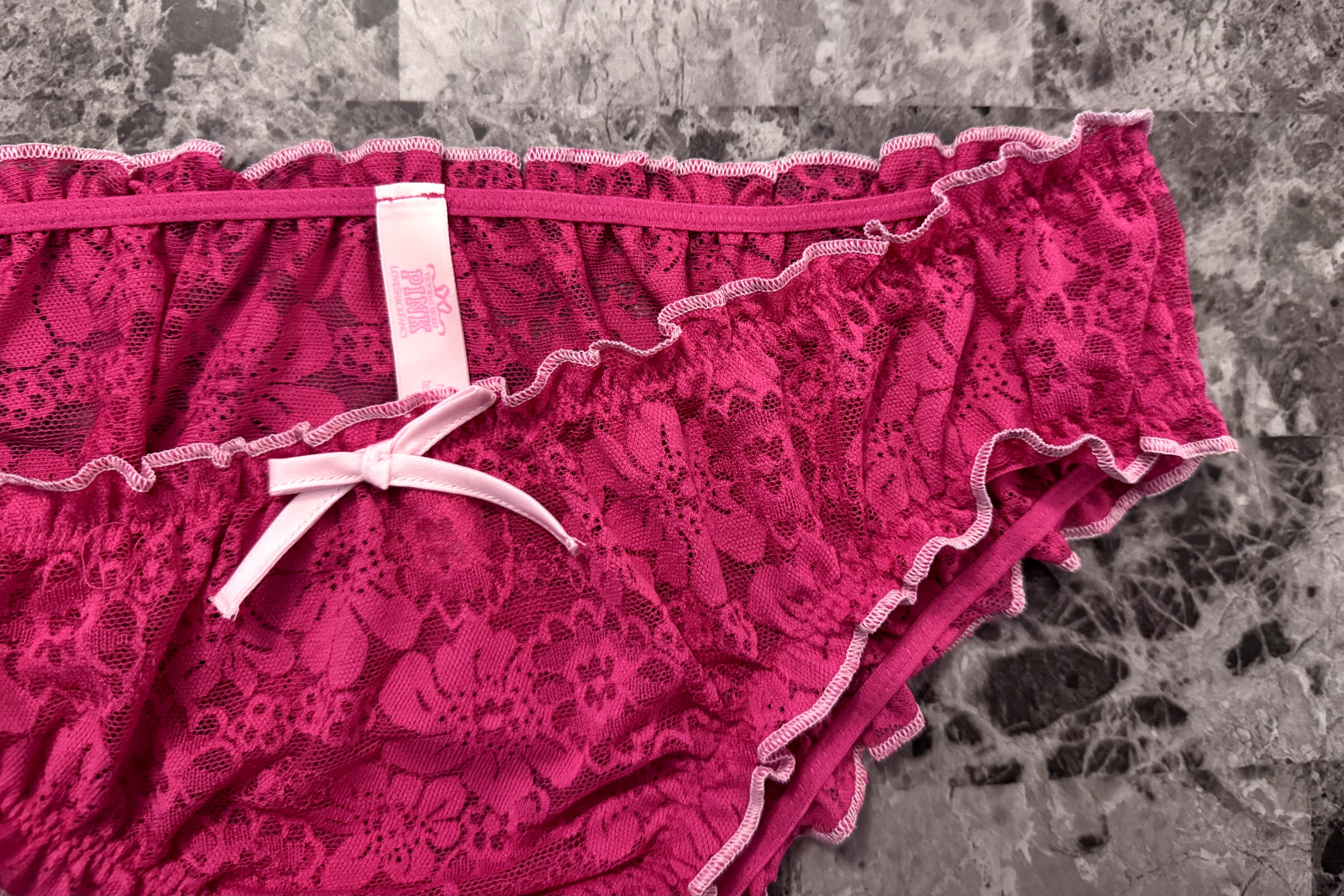 LOVESHACKFANCY VICTORIA’S SECRET PINK LACE BOW RUFFLE BLOOMER CHEEKY PANTIES