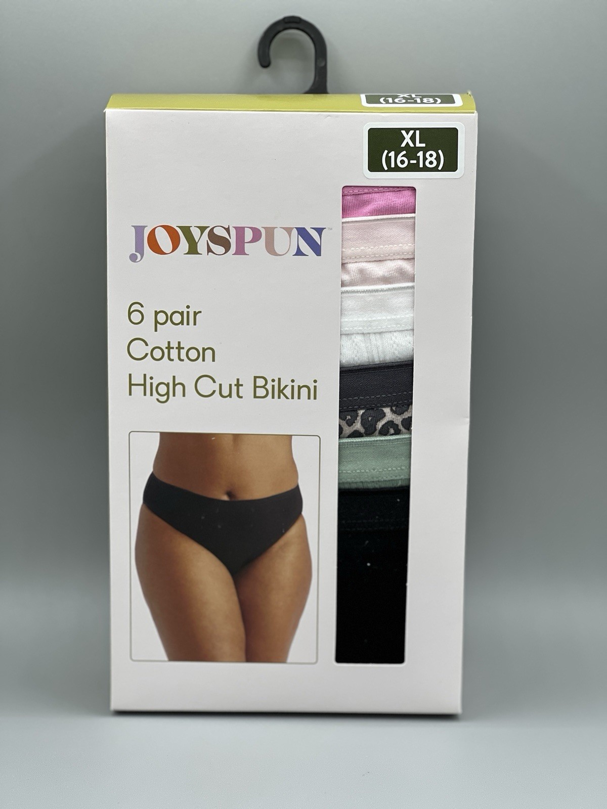 6-Pair JOYSPUN Women’s XL (16-18) Cotton High Cut Bikini Panties Underwear