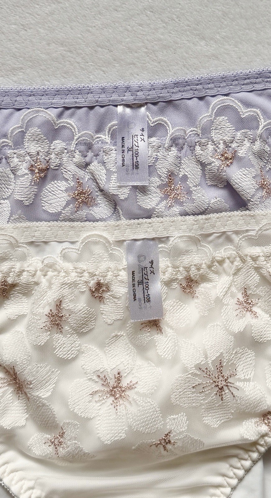 Set Of 2 Pairs US-L/JP-3L Japanese Classic Glittery Floral Embroidery Panties