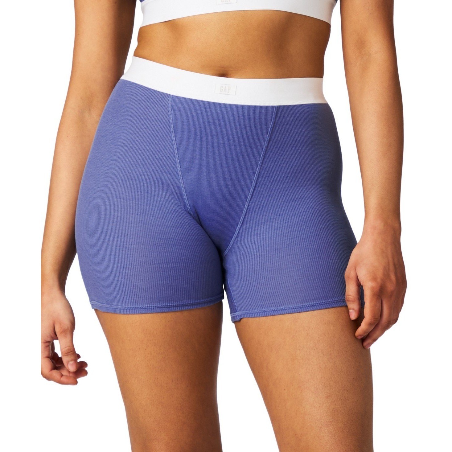 Gap Women Cotton Rib Slip Short Blue XS Ribbed Elastic Waistband High-Waist NWT