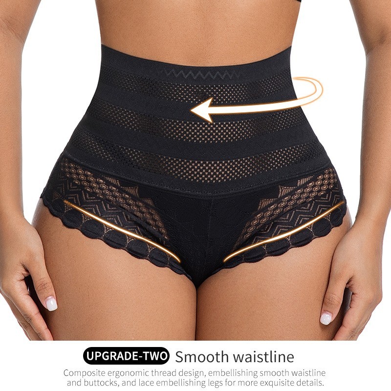 3X Mesh Lace High Waist Tummy Control Panties Breathable Butt Lifting Underwear