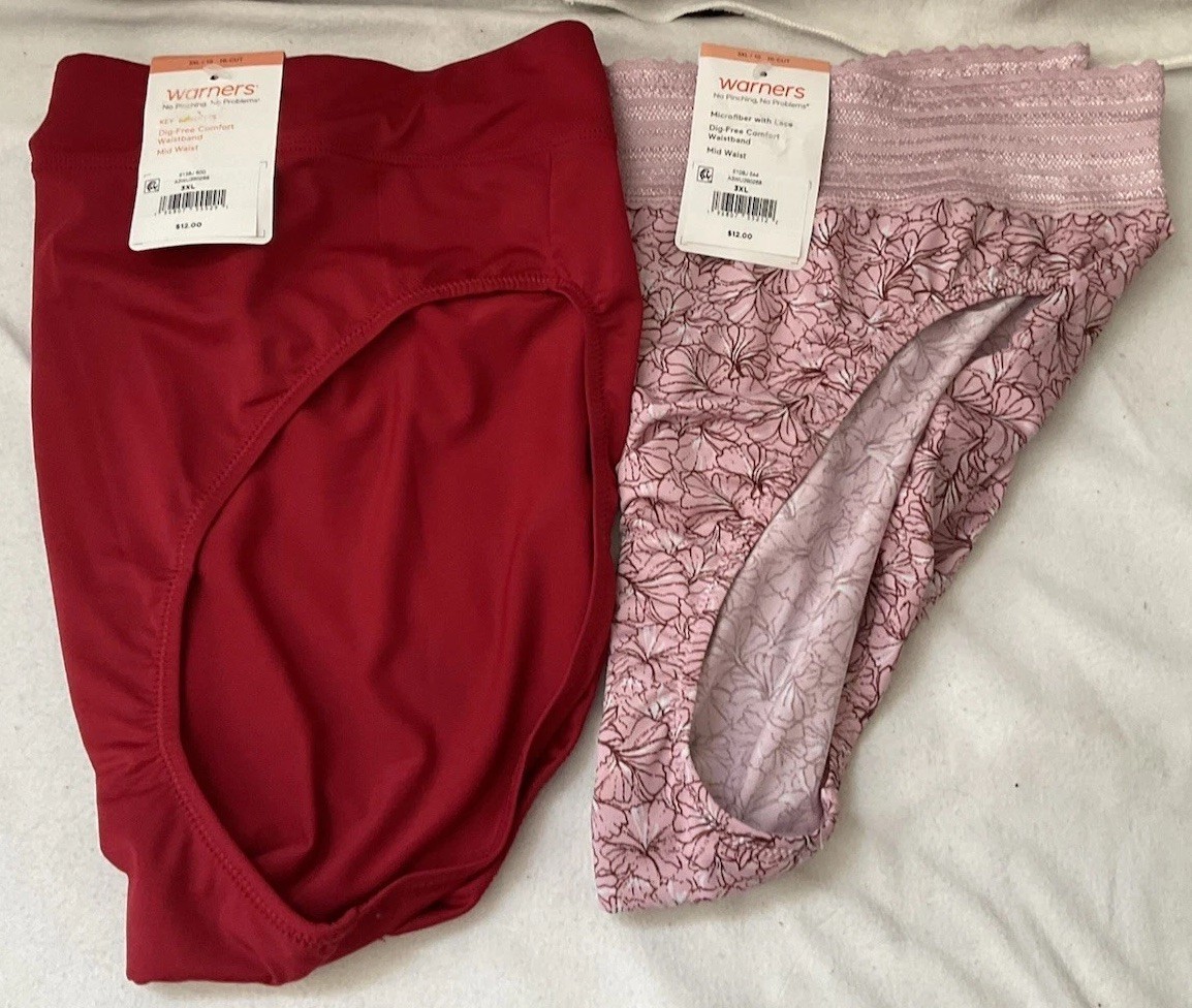 NEW Warners Panty No Pinch No Problems Hi-Cut Brief Panties 2 Pair Size 3XL