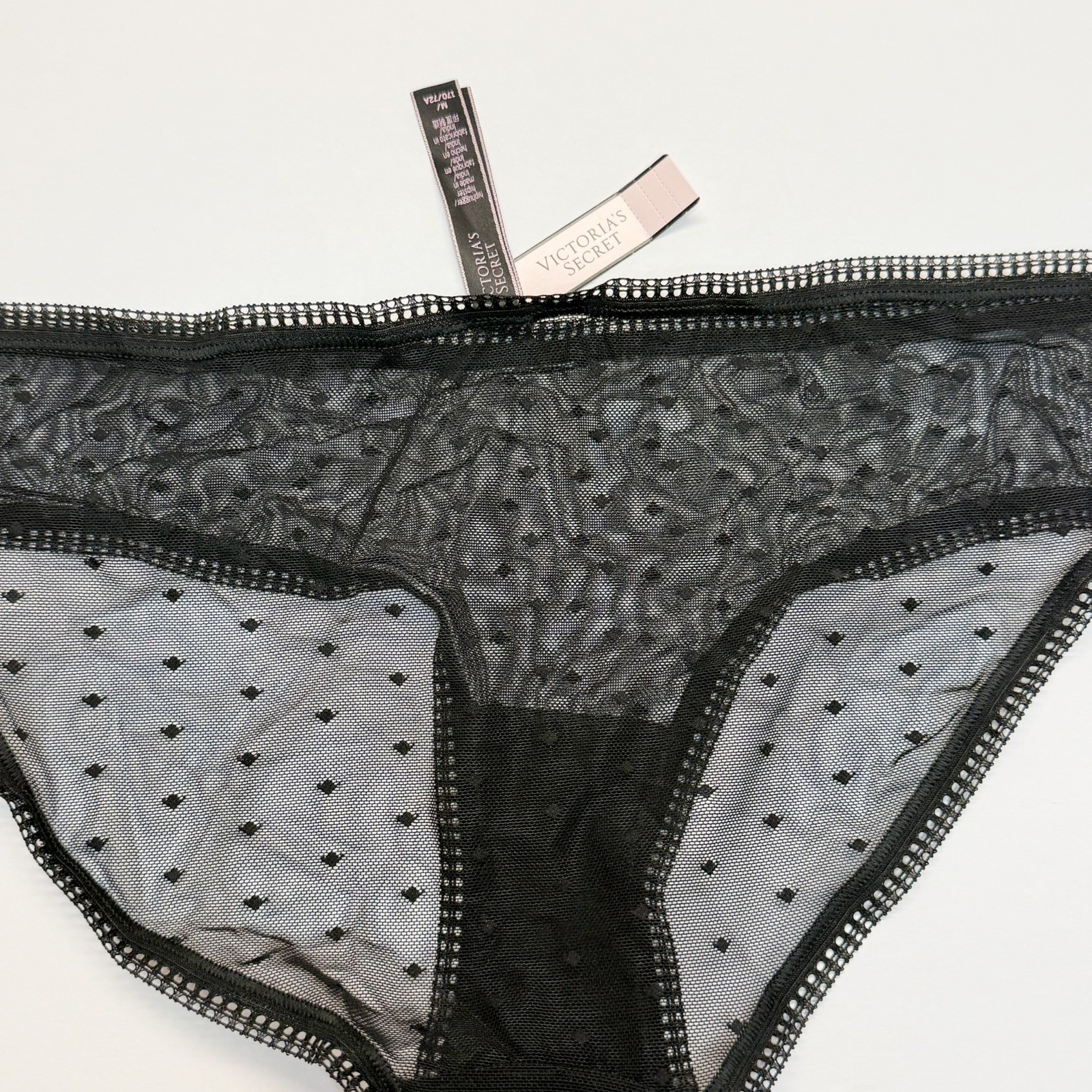 NWT 2017 VTG Victoria’s Secret Hiphugger Hipster Black Lace Panties Size Medium