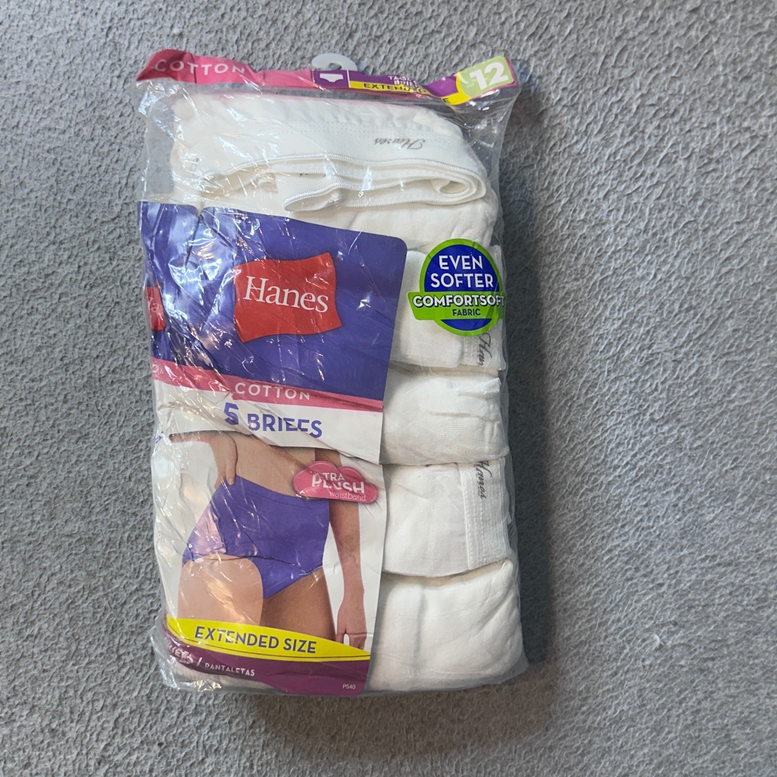 Hanes Briefs Womens 12 White ComfortSoft Tagless 5-Pack Extended Size Cotton