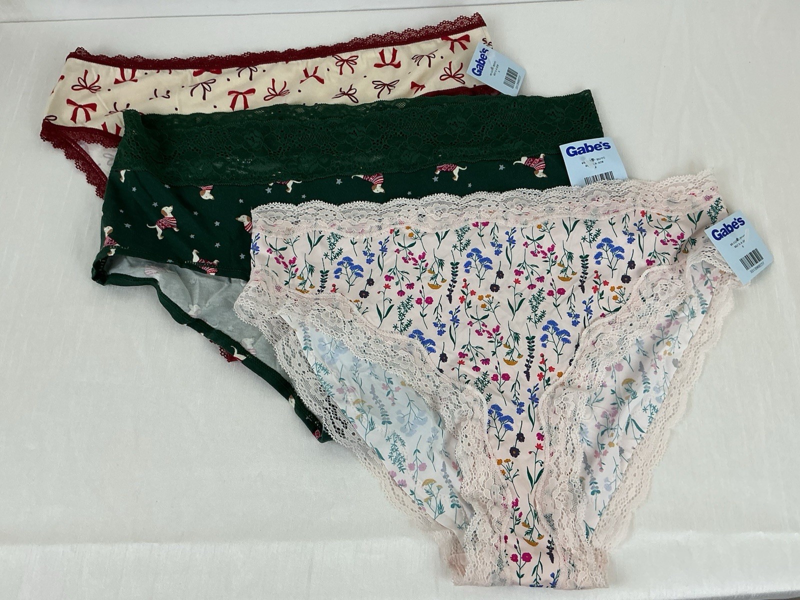Women’s Maurices Cotton Stretch Bikini Panty Floral Bows Dog Animal Sz L 3 Pair