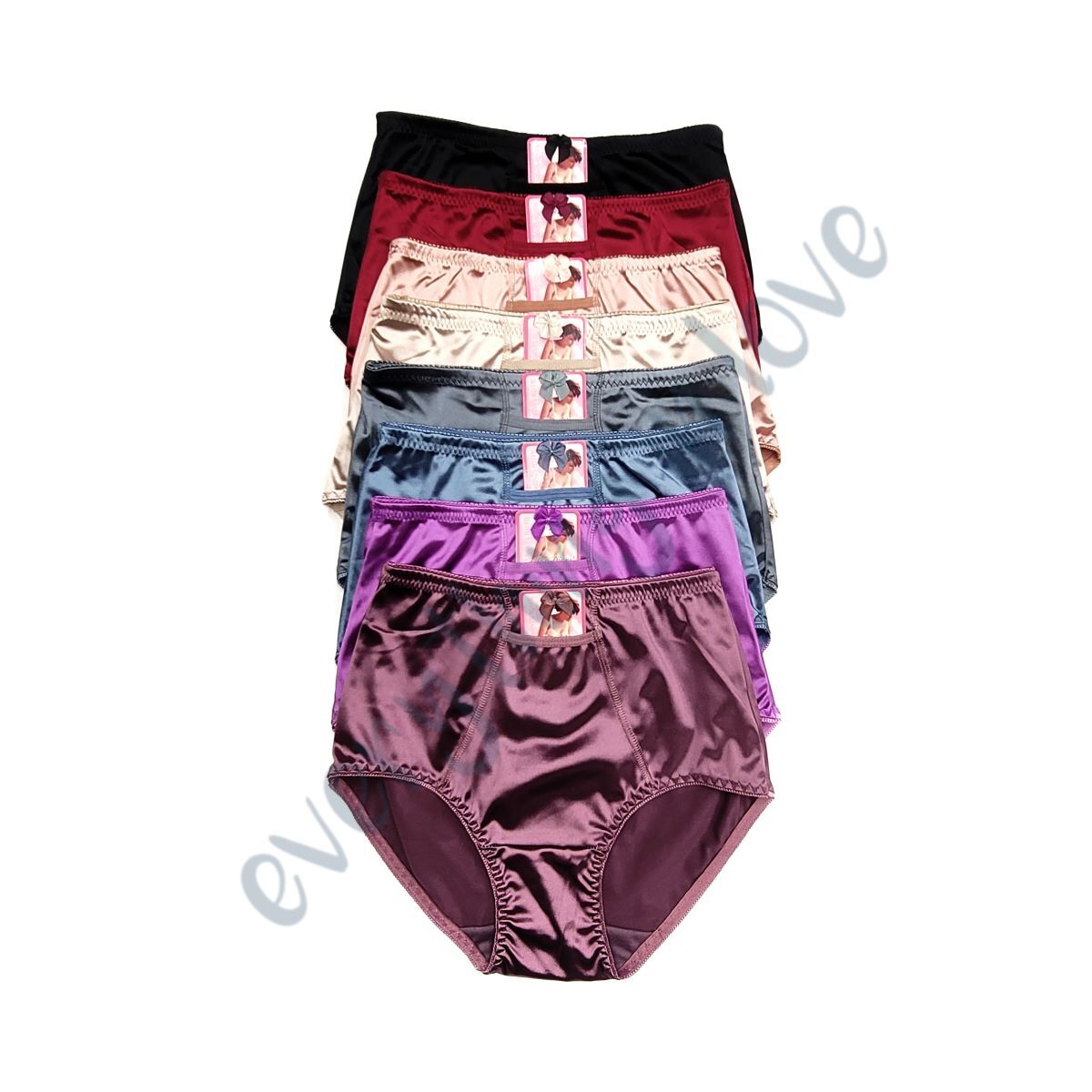 Women Shiny Satin Pocket High Waist Full Coverage Brief Girdle Panties Underwear