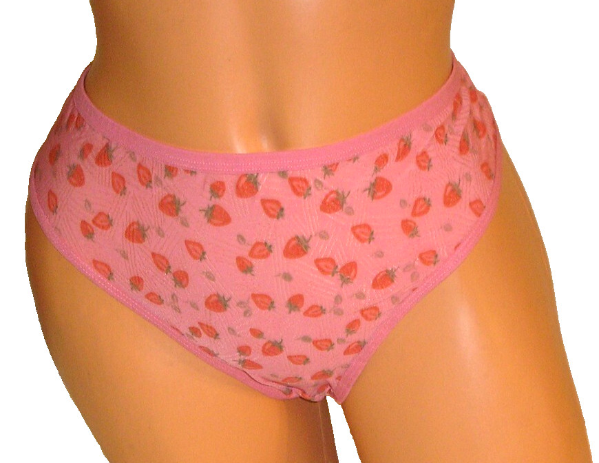 Dark Pink Strawberry Print Heart Accent Keyhole Back Panties Lingerie, 3XL