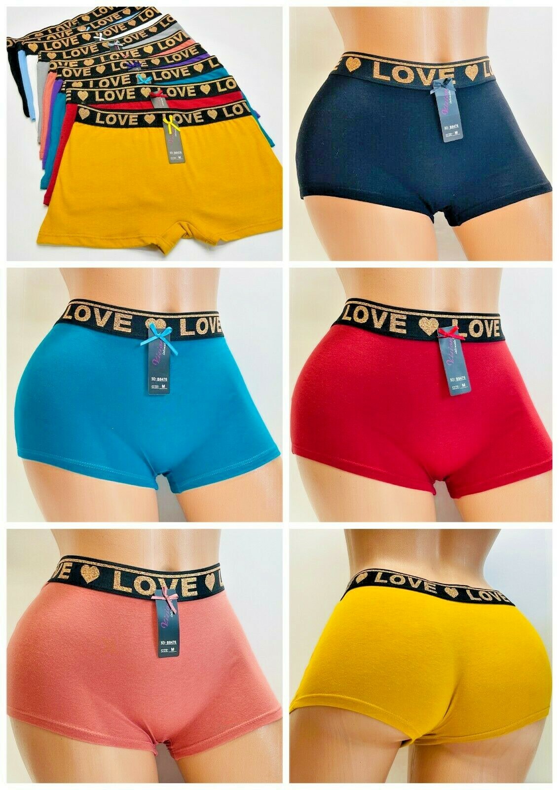 6-12 Boyshort Sport Short boxer Yoga Panties short 95% Cotton Underwear 476 S-XL