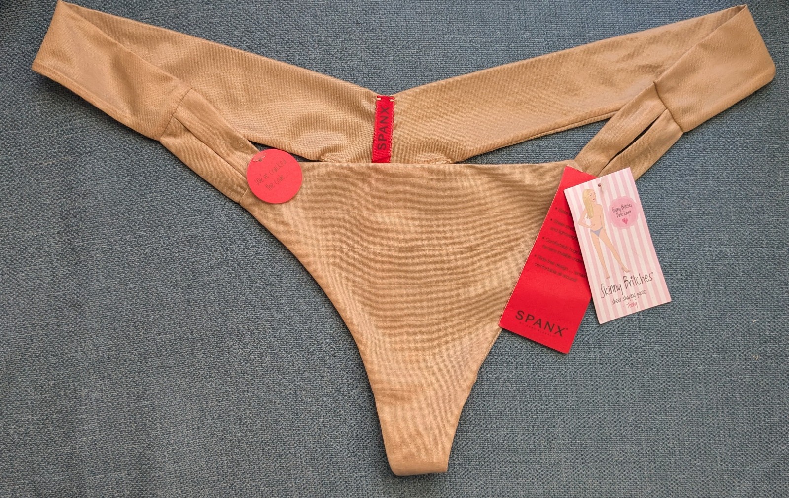 Spanx Skinny Britches Thong Nude Beige L/XL New w/ Tags Double band side